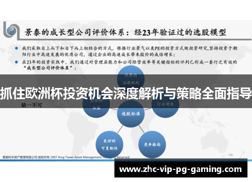 抓住欧洲杯投资机会深度解析与策略全面指导